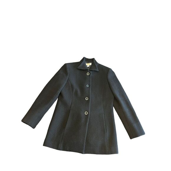 Talbots petite 100% wool black blazer coat button up collar size 6 career work - Picture 3 of 9